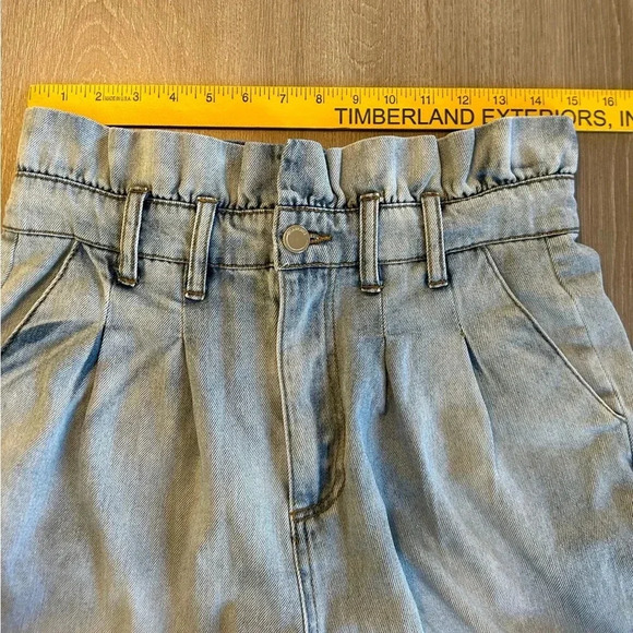 Blank NYC Paperbag High Rise Wide Leg Cropped Light Wash Size 30 Jeans No Belt - Picture 11 of 14